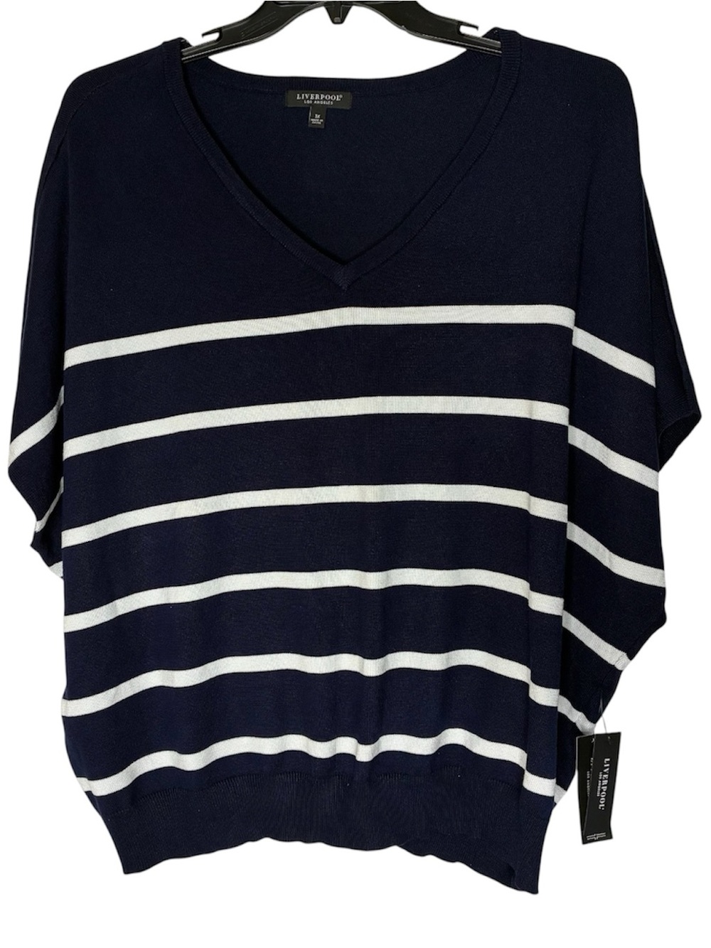 Liverpool Los Angeles Striped Short-Dolman-Sleeve Sweater